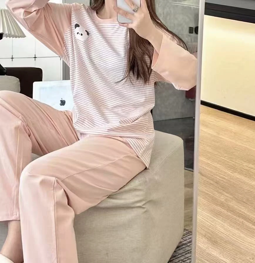 觅裳家    8038   ins条纹熊猫家居服套装