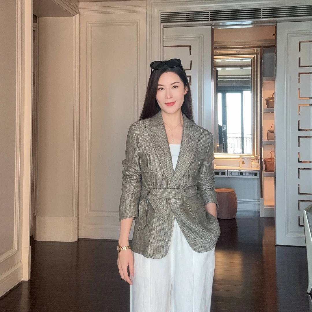 【高奢老钱】法式软亚麻桑蚕丝阔腿裤CD2167800