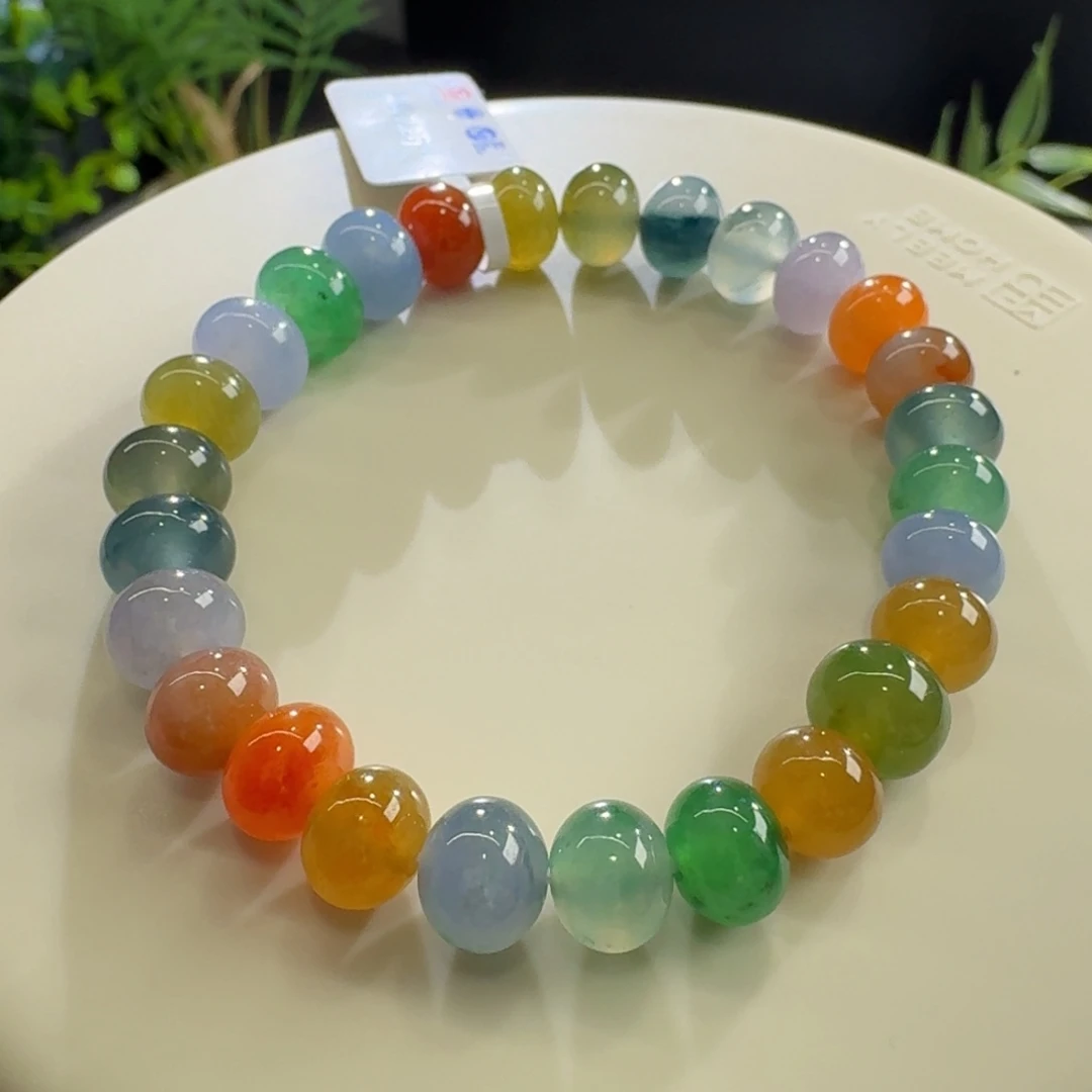 未镶嵌手链翡翠彩虹多宝鼓珠单圈