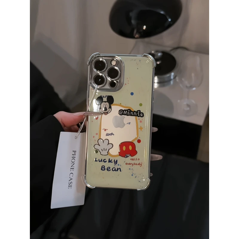 适用苹果17pro手机壳16pm简约华为p80防摔6D小米荣耀彩色泼墨米奇