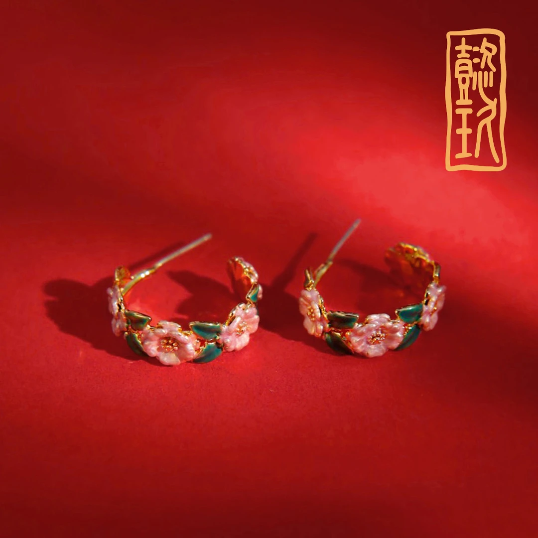 铜合金珐琅耳饰 耳钉Y082