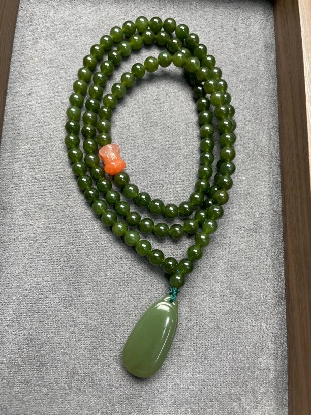 2109和田玉108粒平安牌珠串