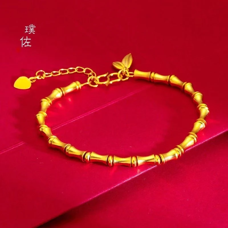 金店同款古法竹叶节节高女款手链轻奢小众精致手串A018