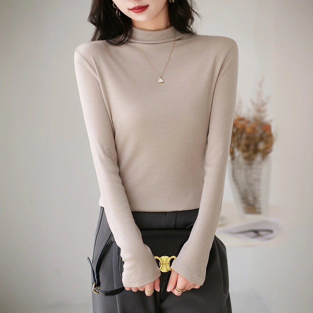 羊毛衫女半高领内搭打底毛衣宽松套头羊毛针织衫长袖基础款针织衫