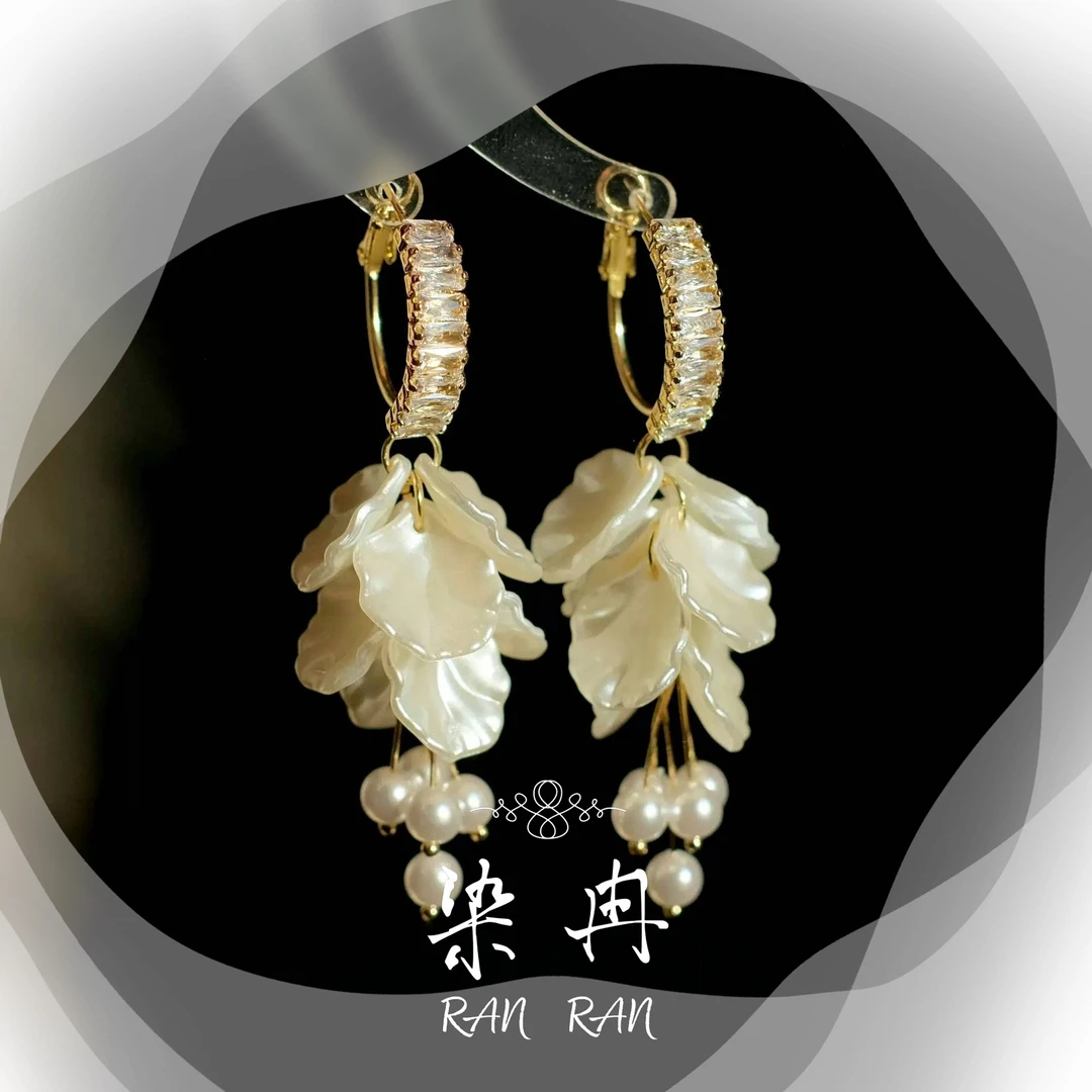 染冉 铜合金耳饰 【霓裳羽衣】花瓣耳环轻奢气质百搭耳饰D-43