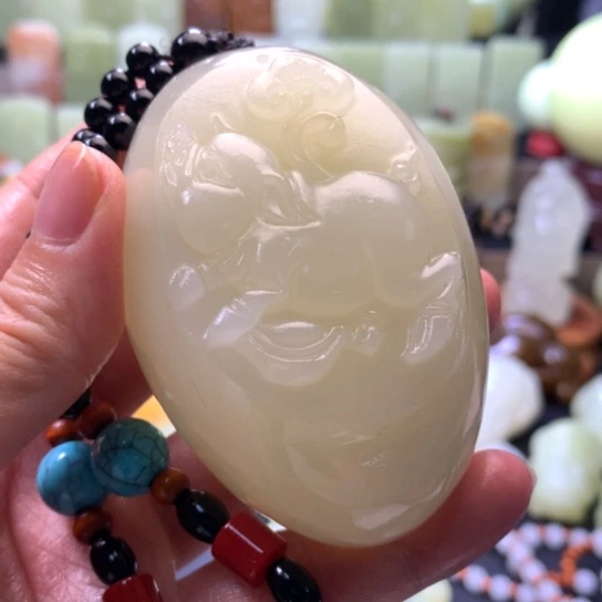 石材方解石手把件