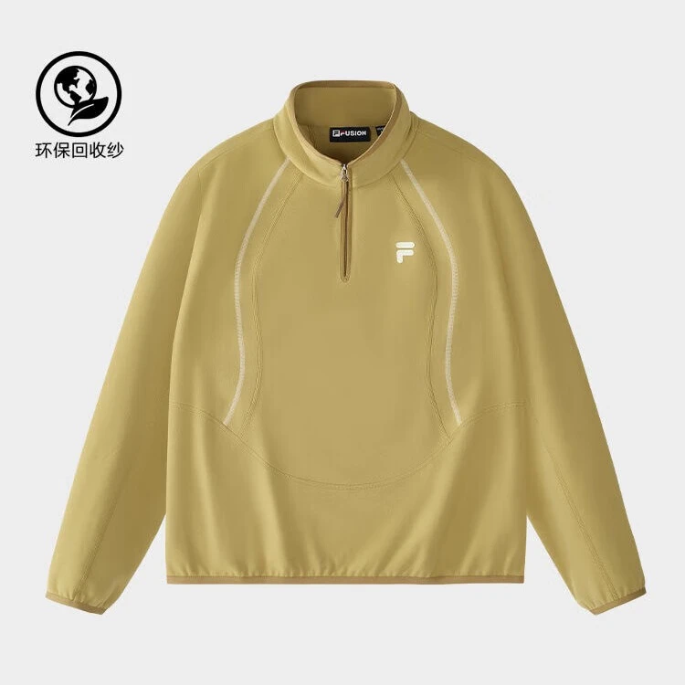 FILA FUSION针织长袖上衣2025春新款基础休闲加绒卫衣T11W511206F