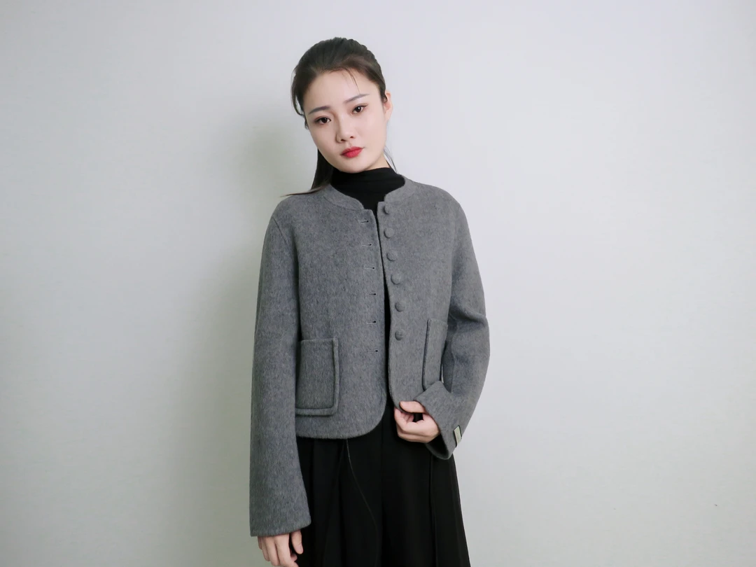 2025新款双面羊毛大衣女 立领小香风甜美短款外套小个子高质感