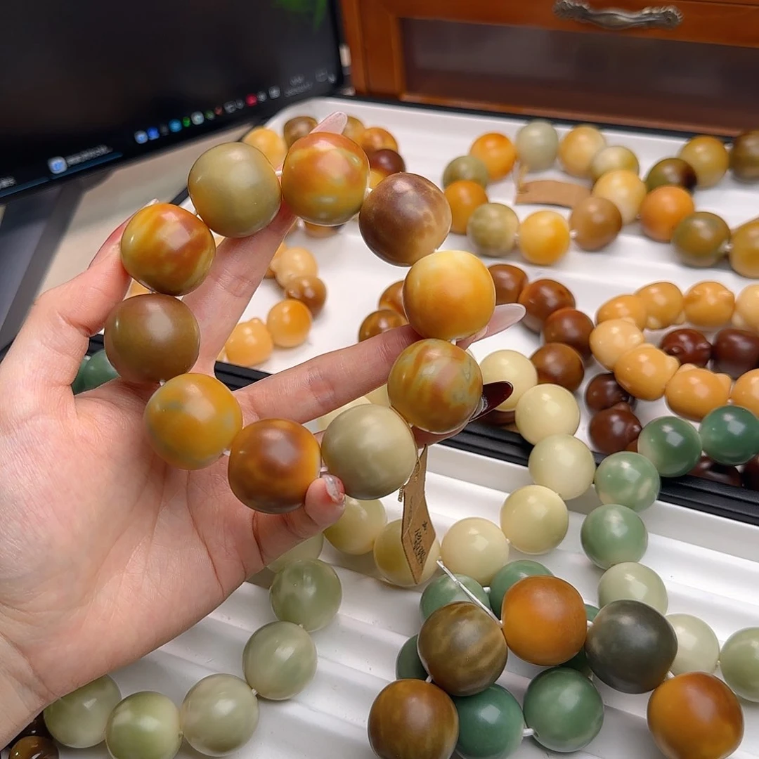 菩提根/象牙果手串卡25.4干磨苹果微瑕