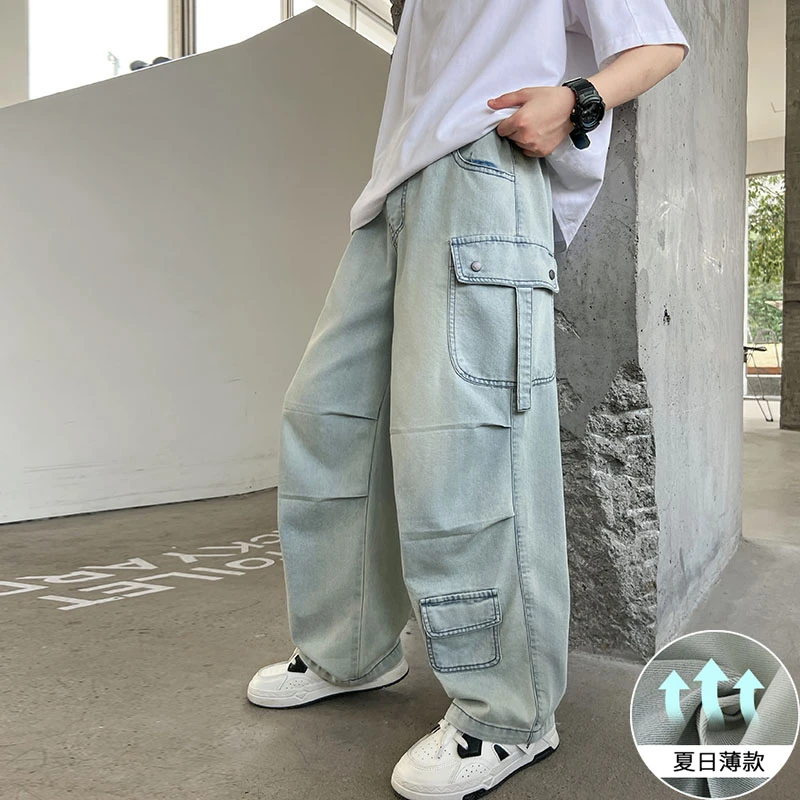 男童长裤夏季薄款宽松工装裤儿童纯棉男童痞帅男童裤夏季薄款