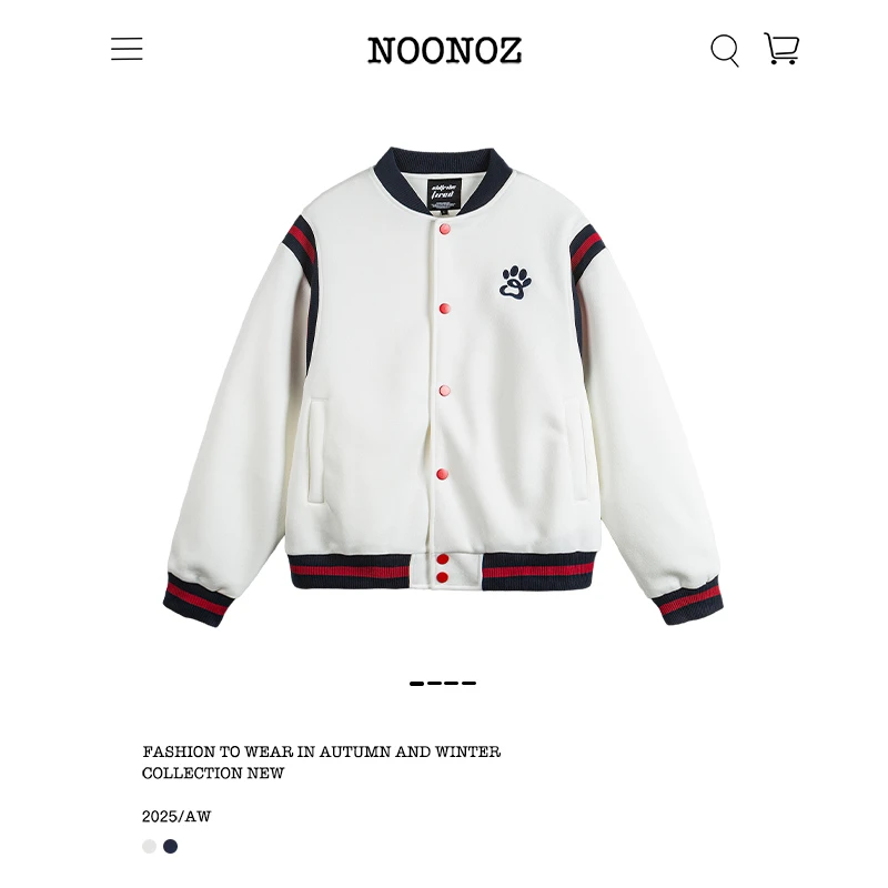 NOONOZ美式学院风拼接棒球服外套男中性风穿搭潮牌情侣装V领夹克