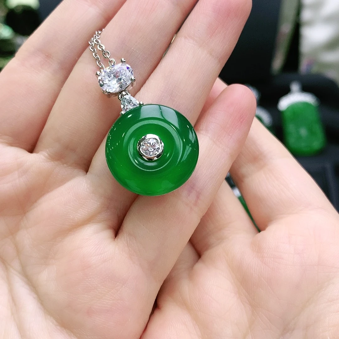 玛瑙/玉髓吊坠银S925镶嵌