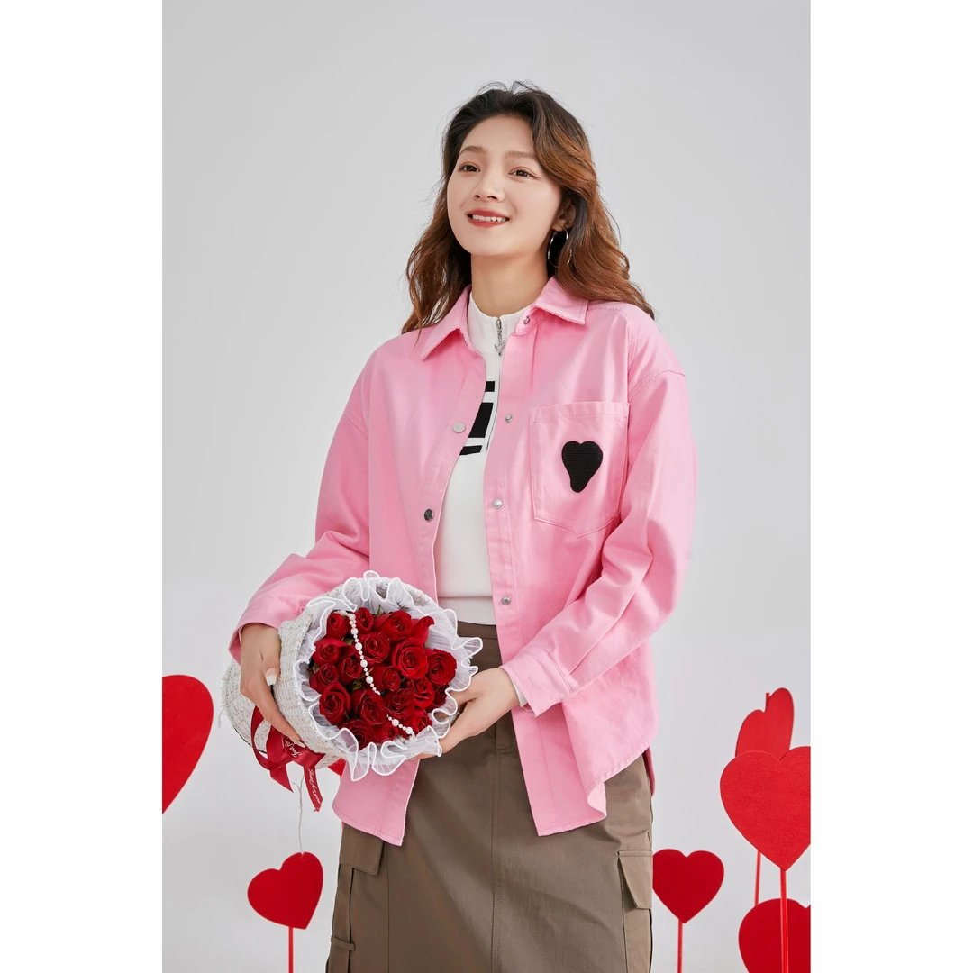 朵以2025春季新款粉色衬衫衬衣外套上衣39DC449025