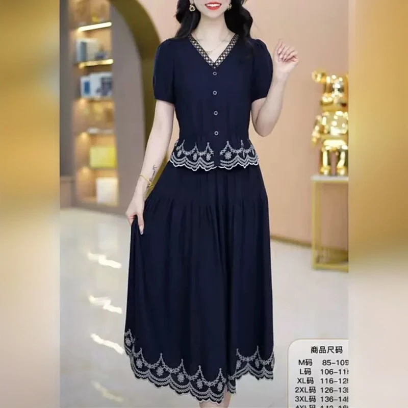 【连衣裙】2025夏季新款优雅时尚减龄收腰显瘦中长款女装拼接连衣裙
