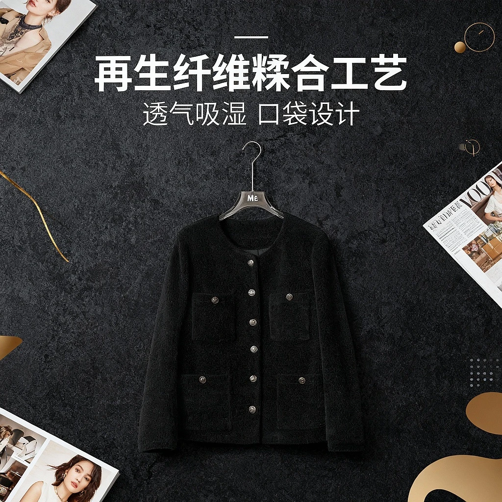 ME【黑松露】轻奢女士显瘦气质轻奢时尚百搭短款外套MEQC1721