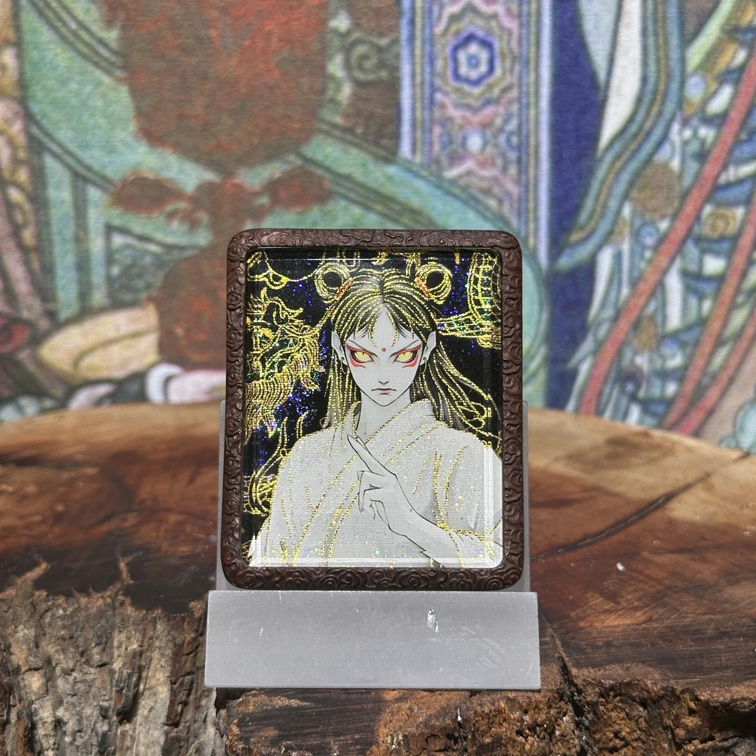 哪吒三太子 中坛元帅 半手绘 道家国风 枣木镶嵌925纯银吊坠 摆件