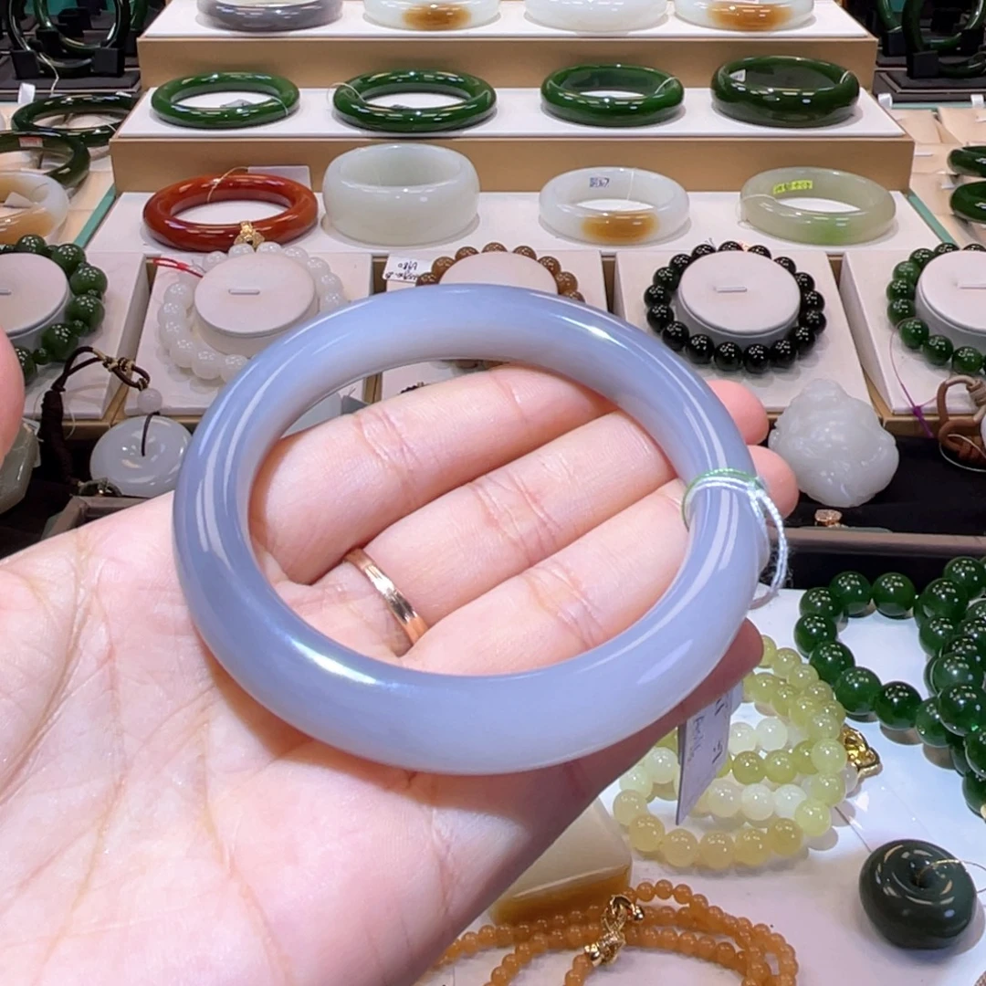 和田玉未镶嵌颈饰高品烟紫手镯56/57