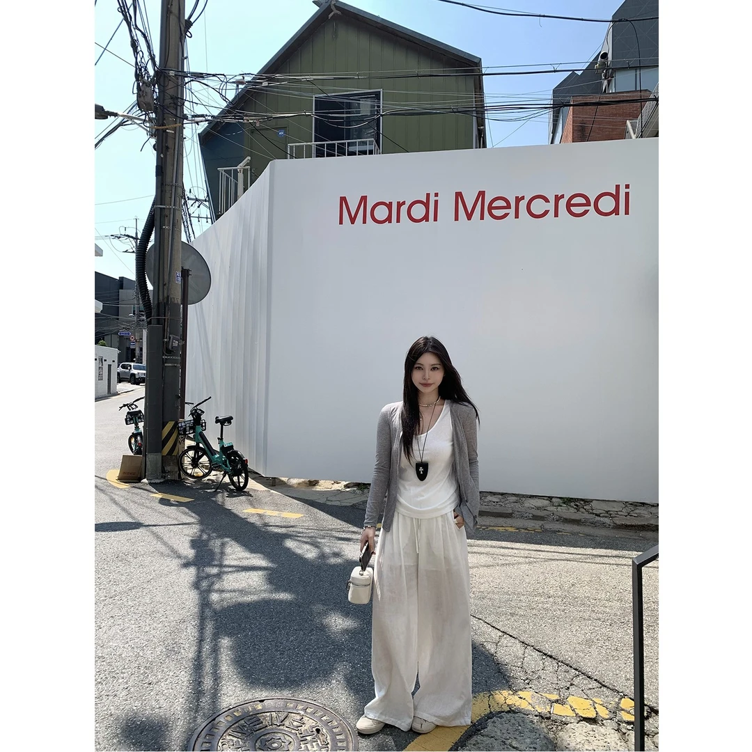 野生辣辣 定格松弛 微胖mm慵懒风针织开衫女夏季外套薄款防晒套装