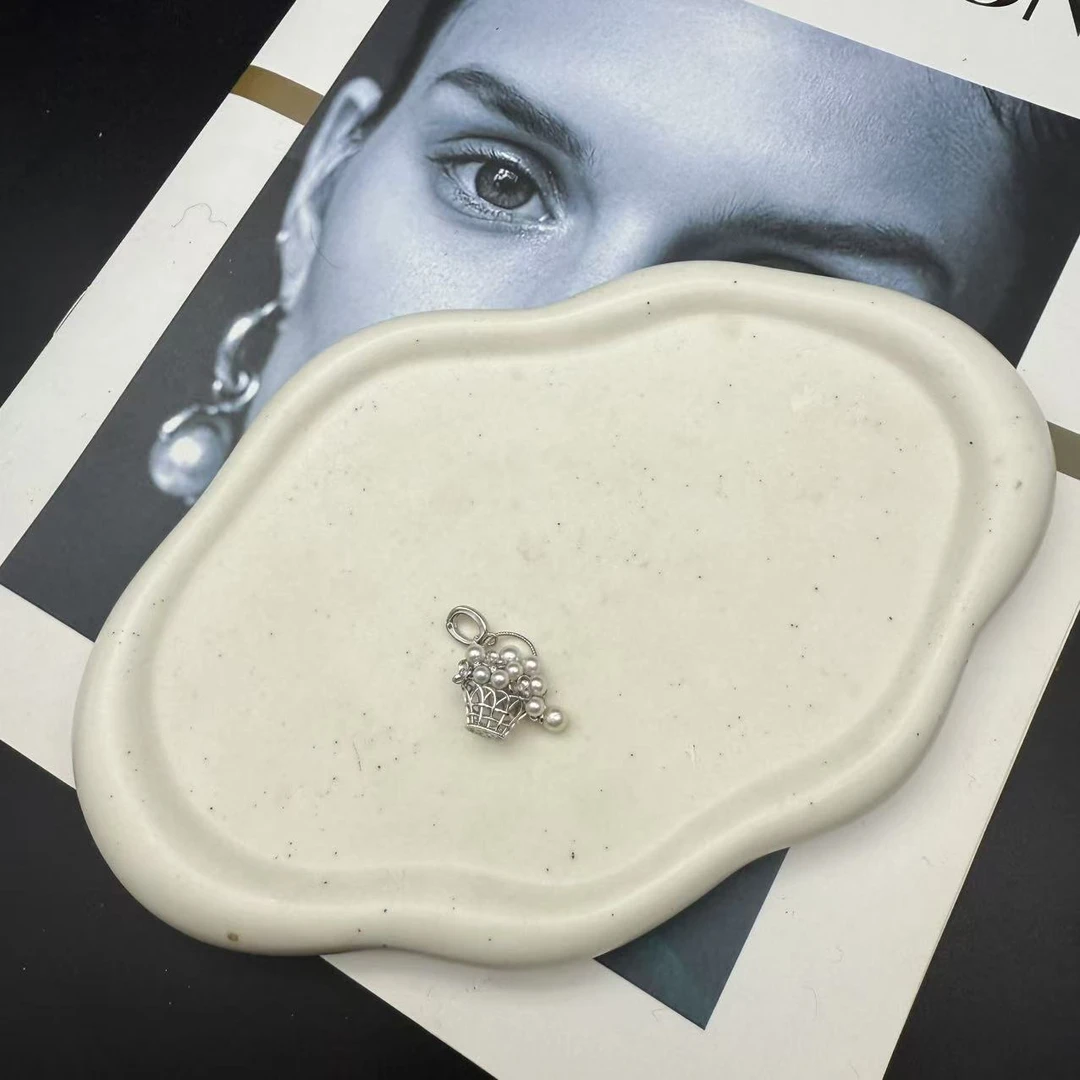 【C192】海水ak珍珠银花篮吊坠