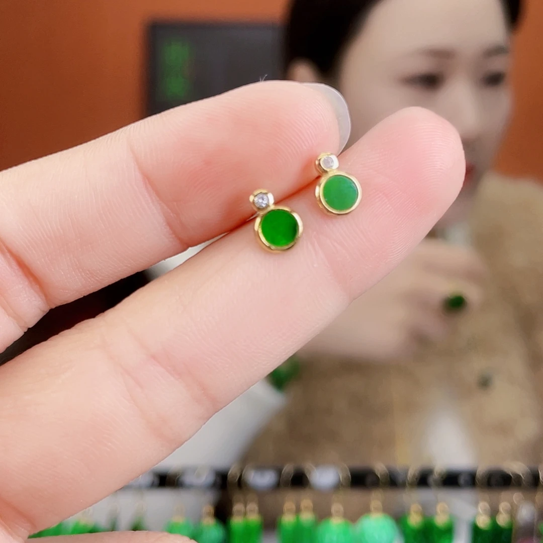 翡翠银S925镶嵌耳饰