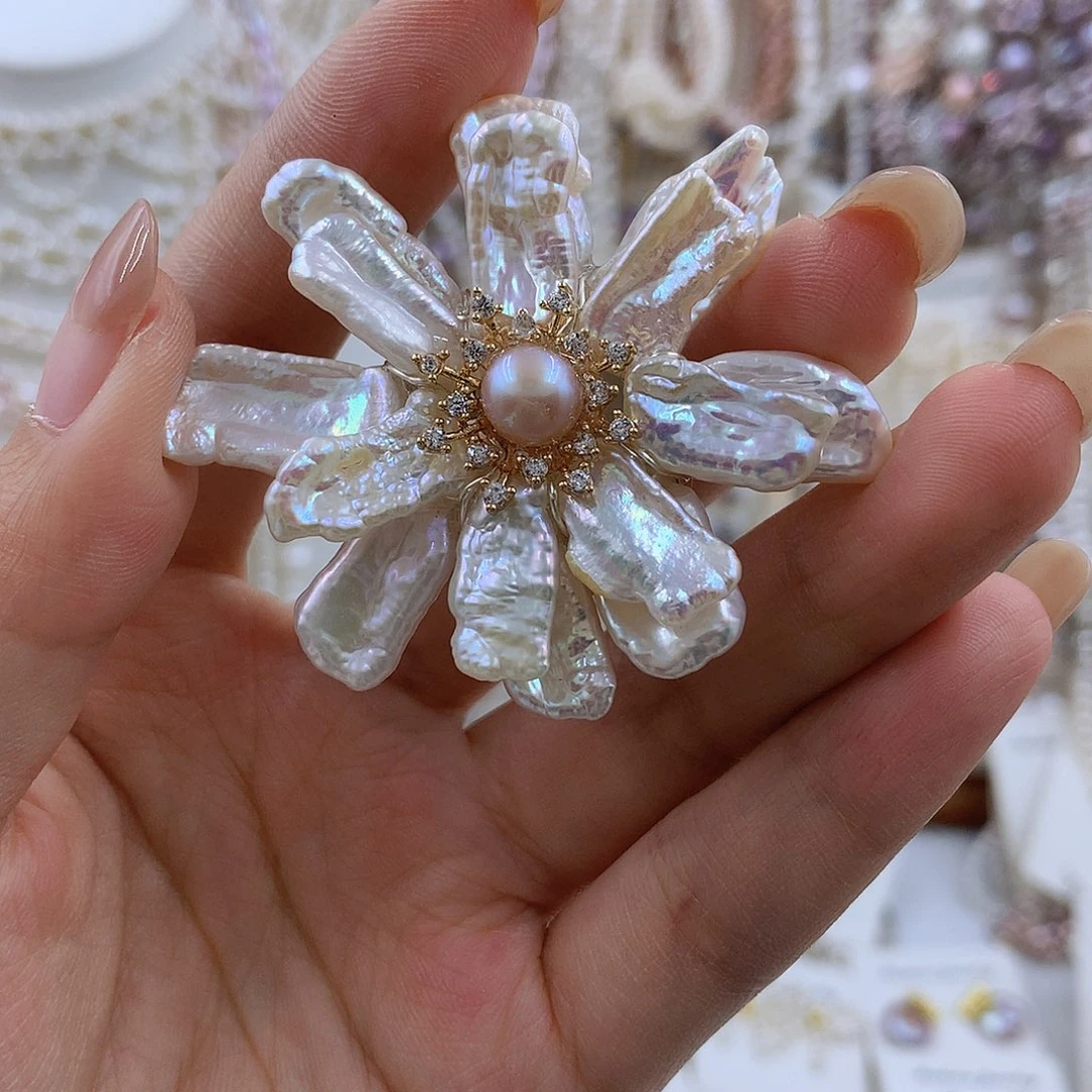 项链银S925镶嵌淡水珍珠