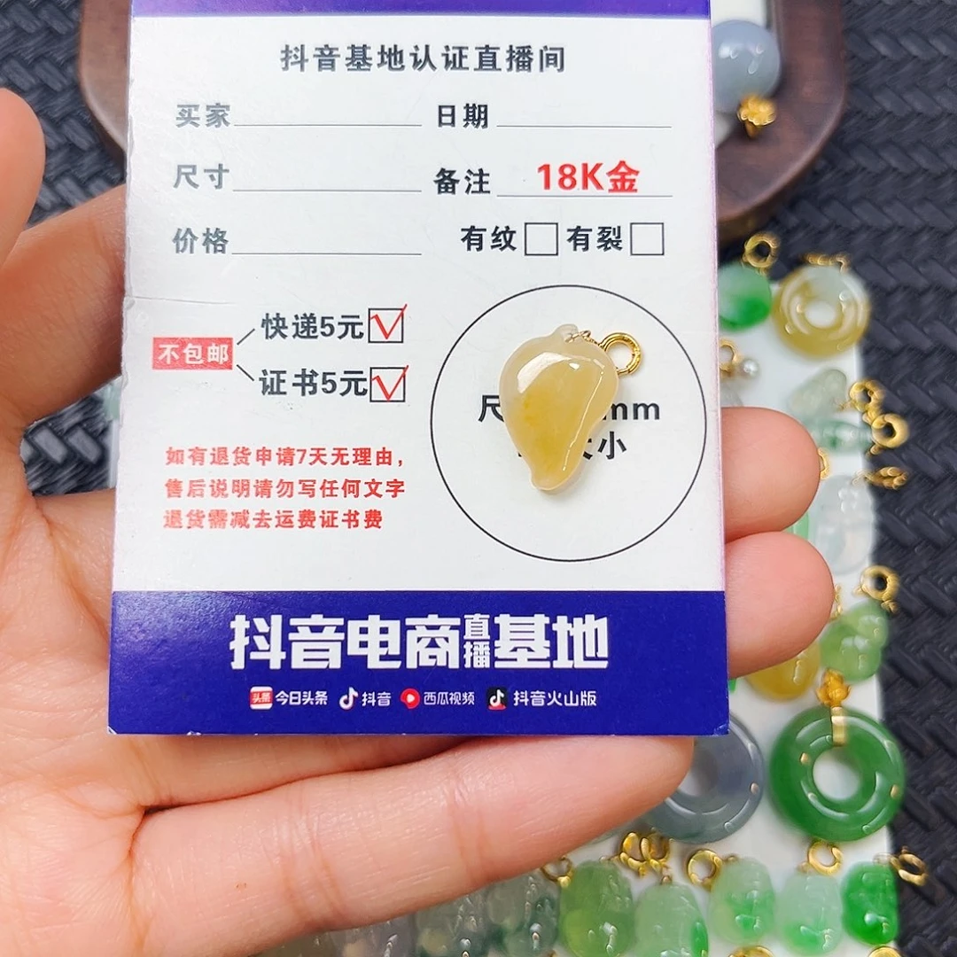 翡翠18K金镶嵌颈饰