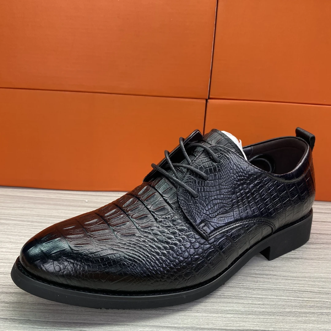 34C增高休闲皮鞋英伦风雕花正装鞋商务透气男士系带百搭