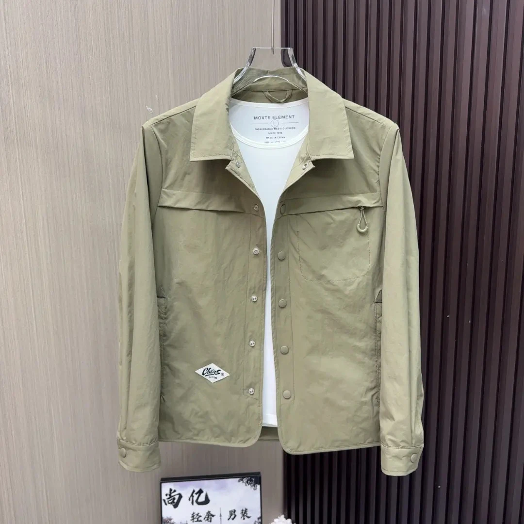 春秋新品简约设计感男士翻领衬衣夹克外套时尚轻奢休闲外套薄款