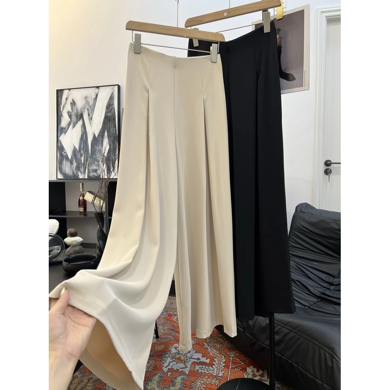 楠姐余熙2025夏季新款橡皮筋头铜氨丝垂感冰凉显瘦显腿长阔腿裤21