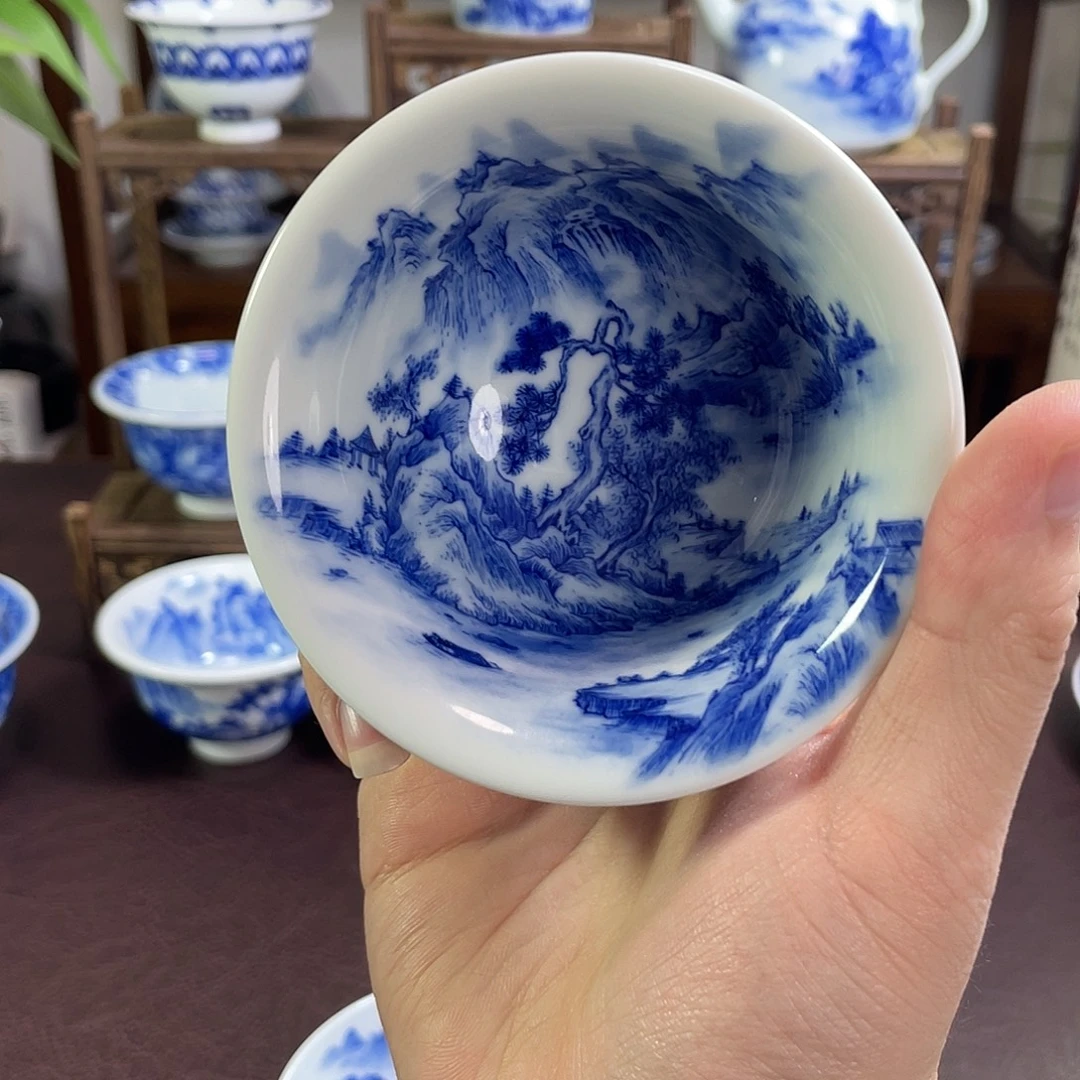 常***料陶纯手工手绘重工山水