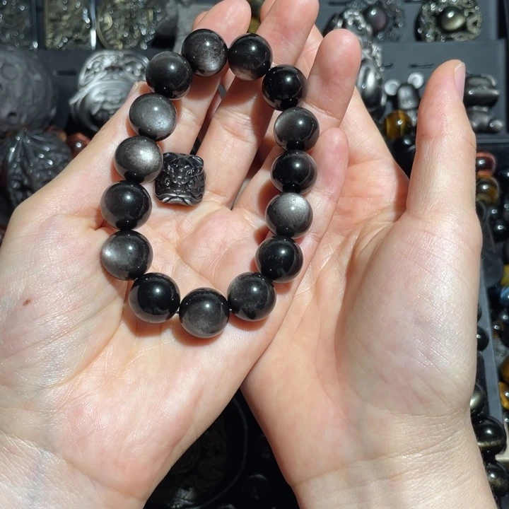 黑曜岩未镶嵌手串睡**觉