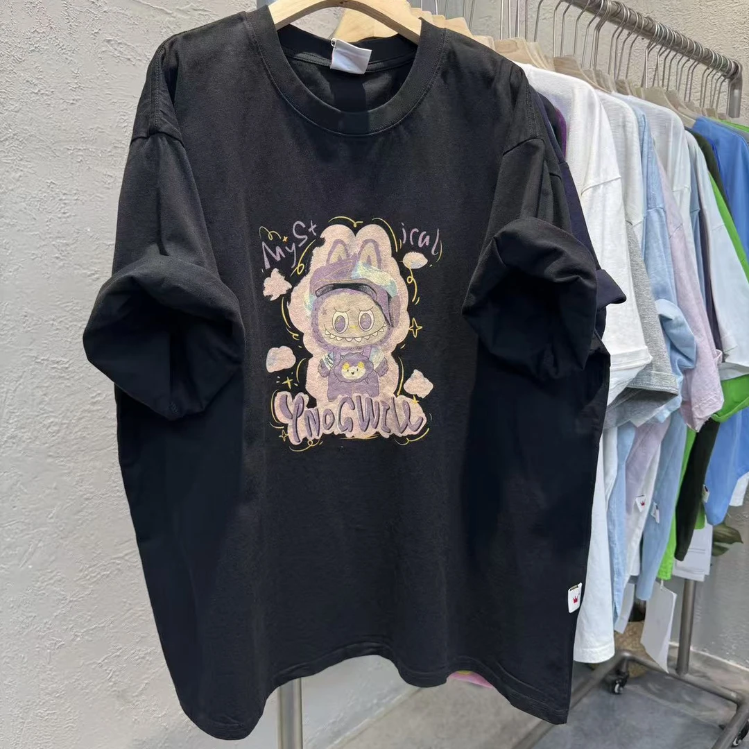 966夏季新款韩版紫色布拉拉卡通印花宽松大版圆领短袖T恤女