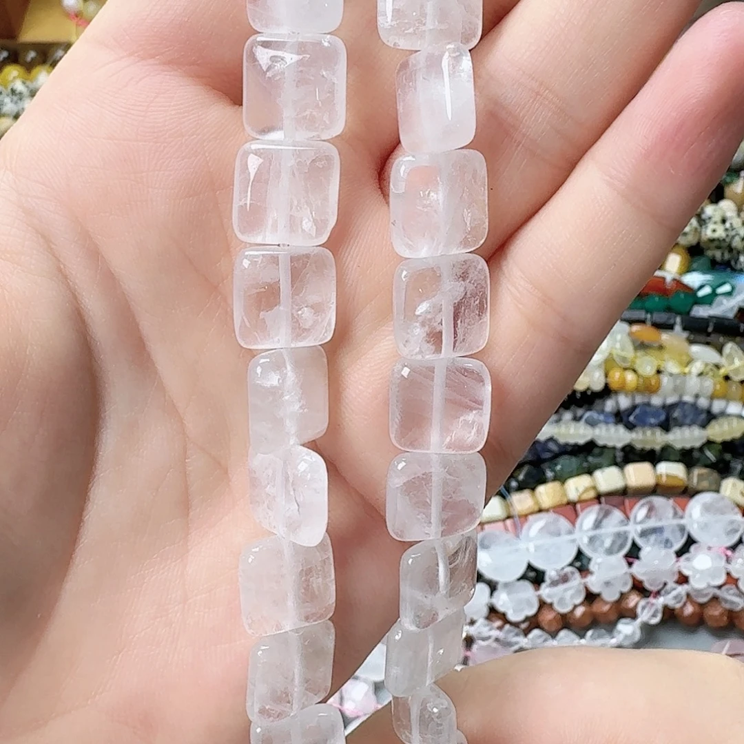 未镶嵌玛瑙/玉髓珠宝半成品白水晶12*12方片一条