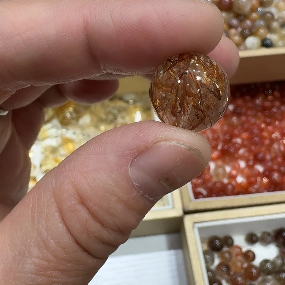 水晶珠宝半成品未镶嵌天然黑金超单珠卡15➕