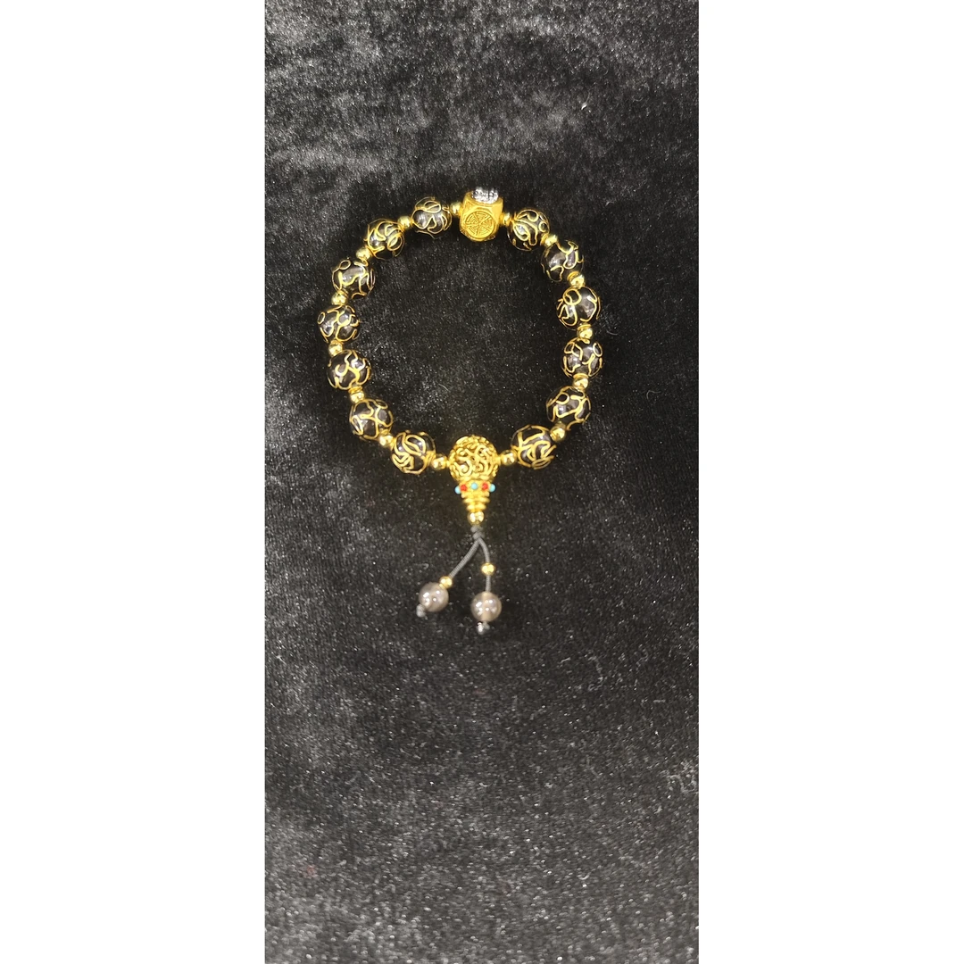 非金属树脂手链 匠心严选铜 黑色万花手串 1cm