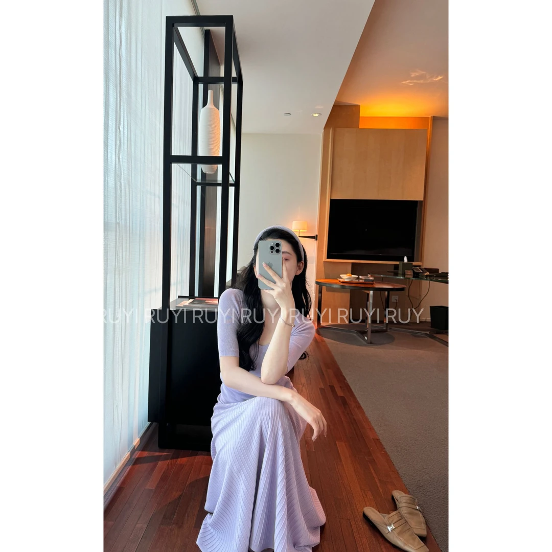 Ruyi如一 【暮光紫】莱赛尔圆领显瘦垂感针织套装