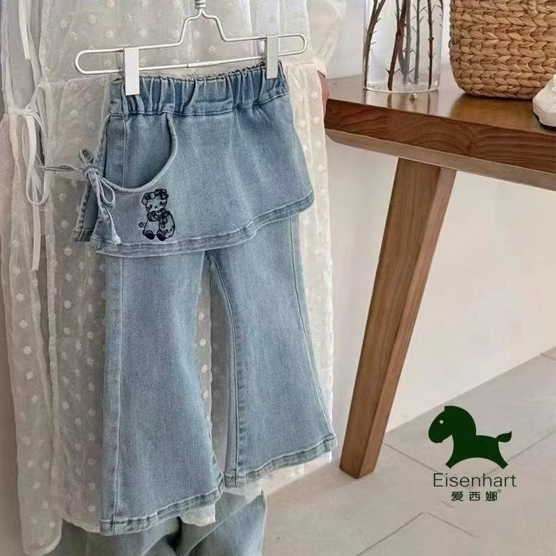 韩版童装女童春装裤子2025新款洋气时髦儿童蓝色屁帘牛仔裤女宝宝