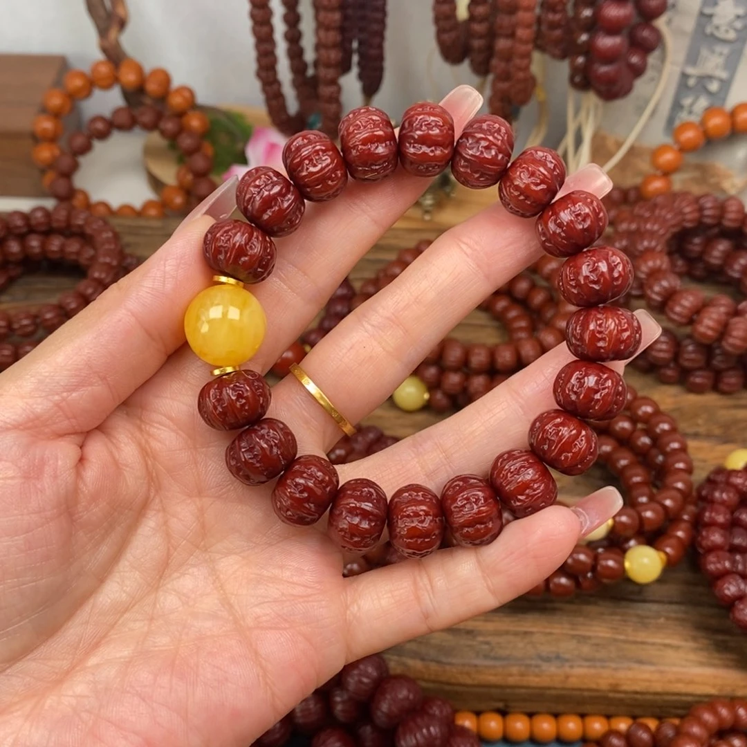 猴头核桃手串毕业八棱加蜡