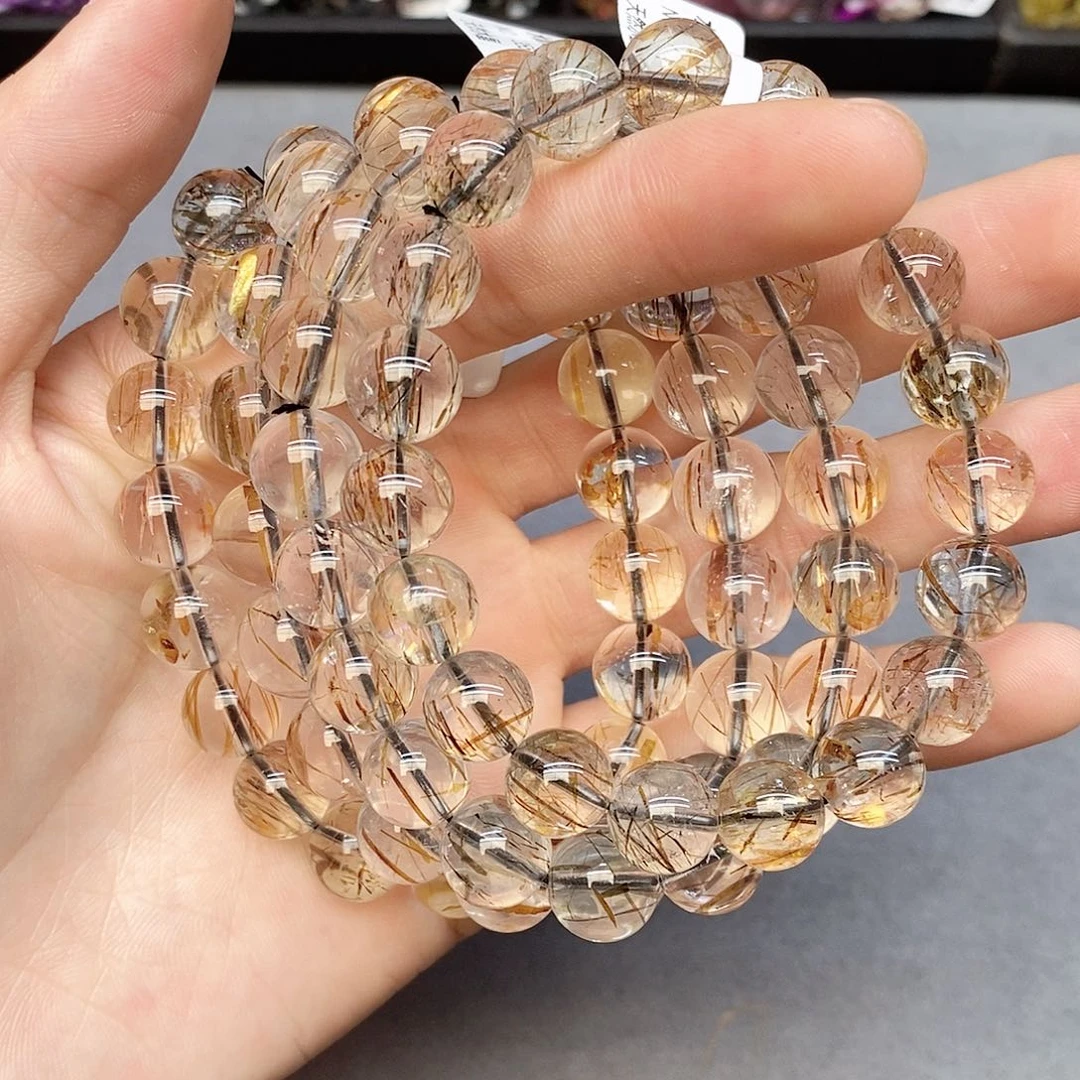 水晶手链未镶嵌21黑金超七10mm