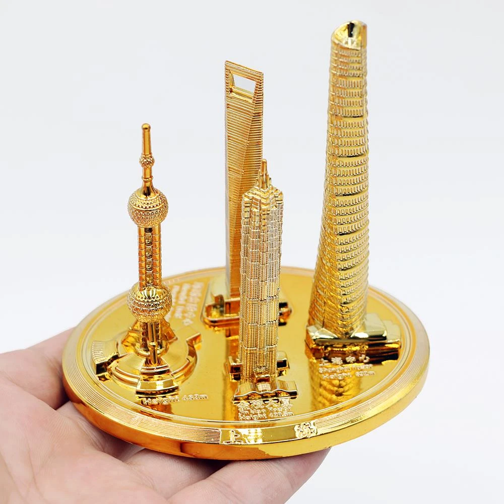 东方明珠塔上海特色地标建筑模型环球中心金茂大厦金属创意工艺品