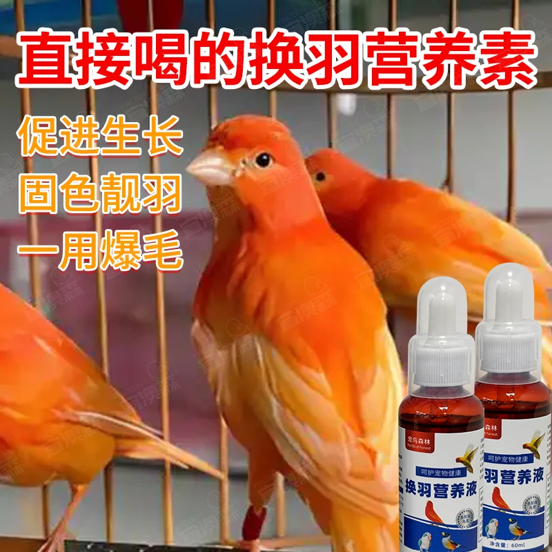 玉鸟金丝雀八哥鹦鹉换羽液滋养液鸟用丰羽亮羽修复防脱毛增强