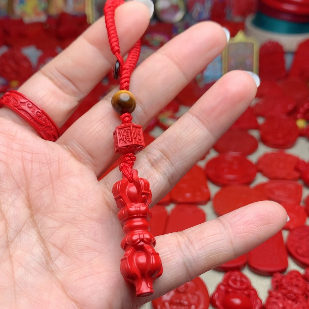 天然辰砂工艺品朱砂钥匙扣