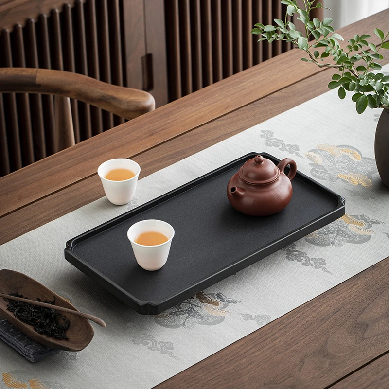 乌金石茶盘茶托盘整块家用女生大号小型茶托新中式日式桌面干泡盘