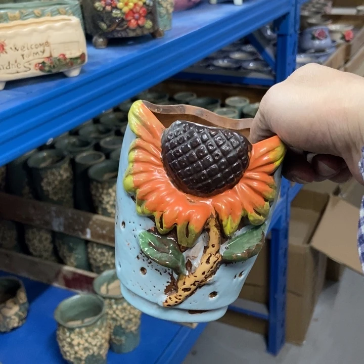 陶瓷花盆单场满9.9发10*13蓝