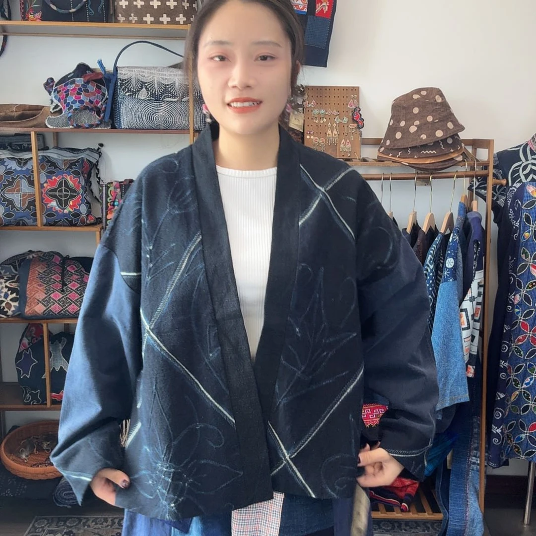 无填充物棉妤然服饰土布缝染外套