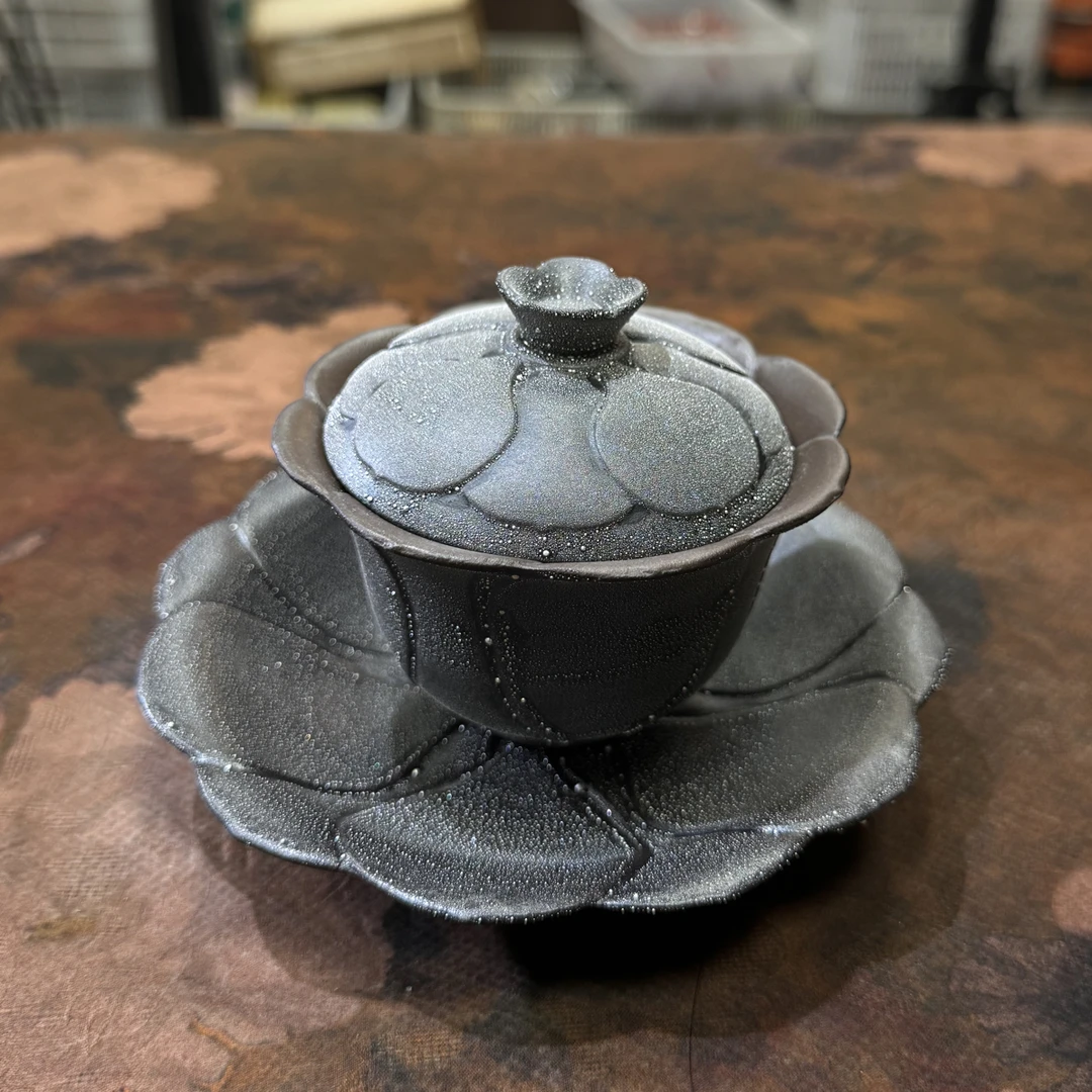 银珠烧（黑珍珠）三才盖碗+两杯+提溜ZH1523