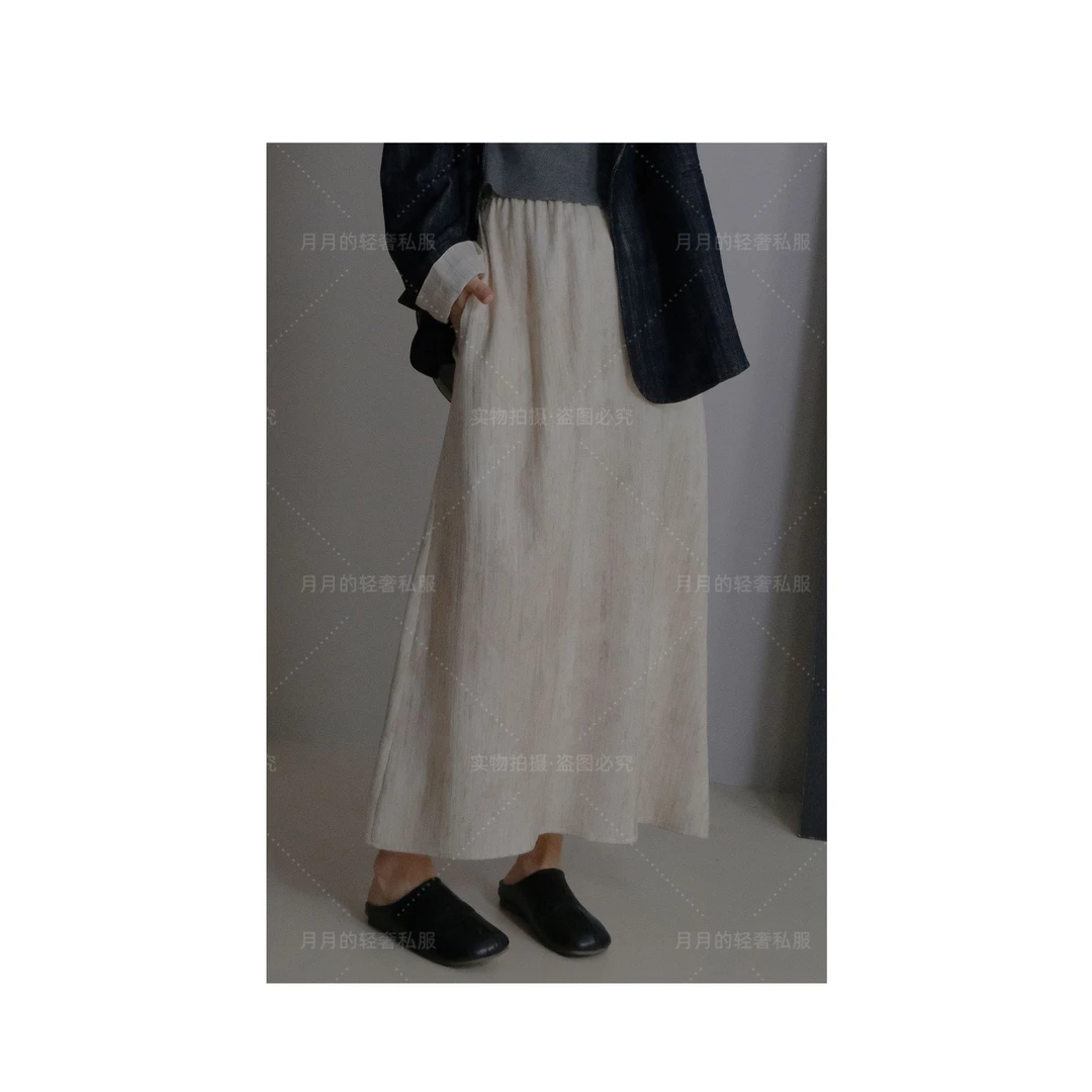 【金标杂色麻料半裙】半身裙子夏季文青风格衣服气质上班族女装