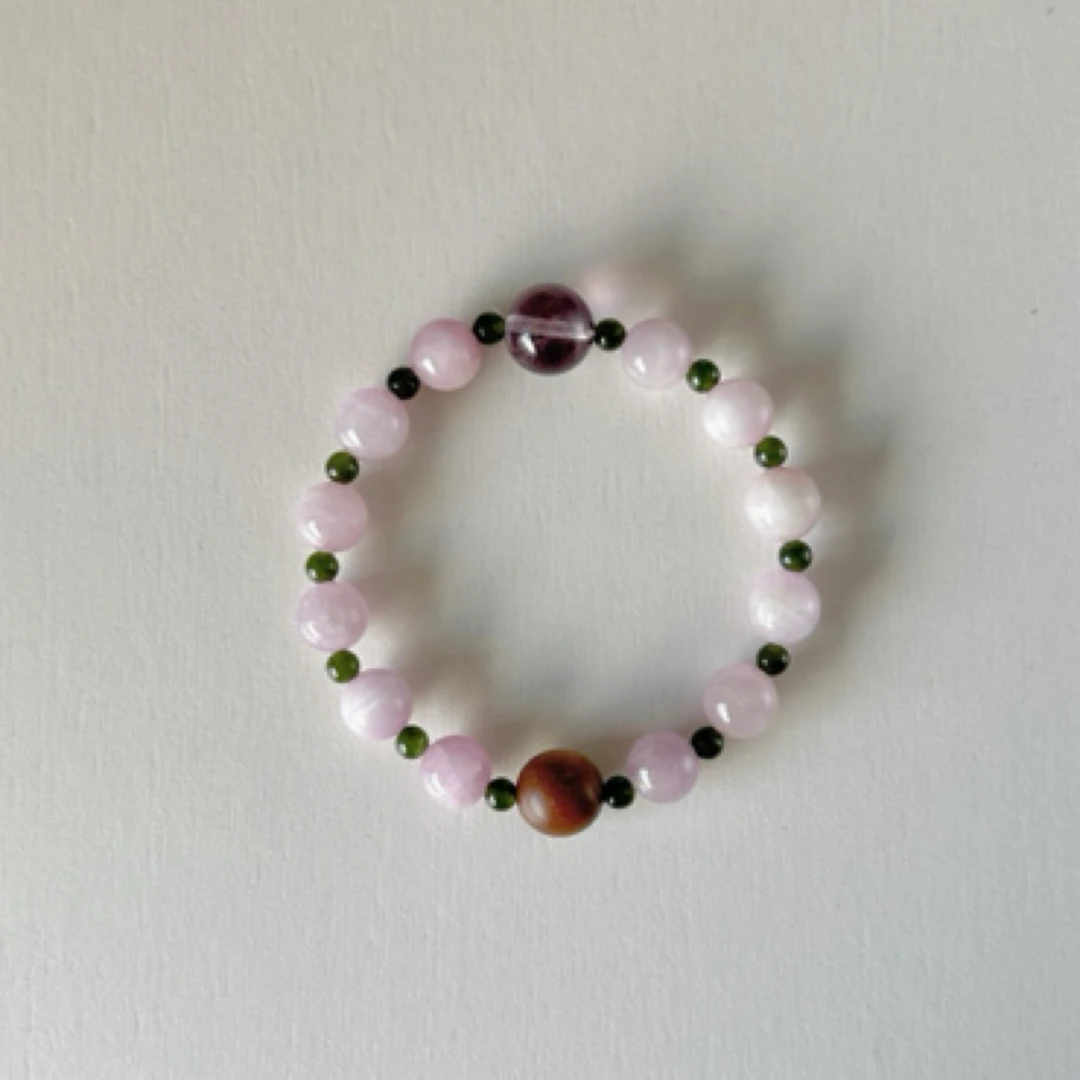 紫牙乌/石榴石（处理）mumu 落苏 紫绿色系 复古禅意百搭弹力绳手链