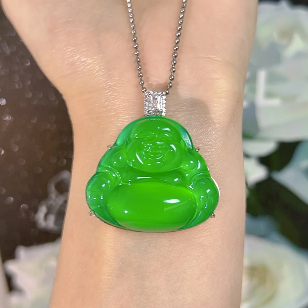 吊坠925银锆石 925银简镶大佛公吊坠