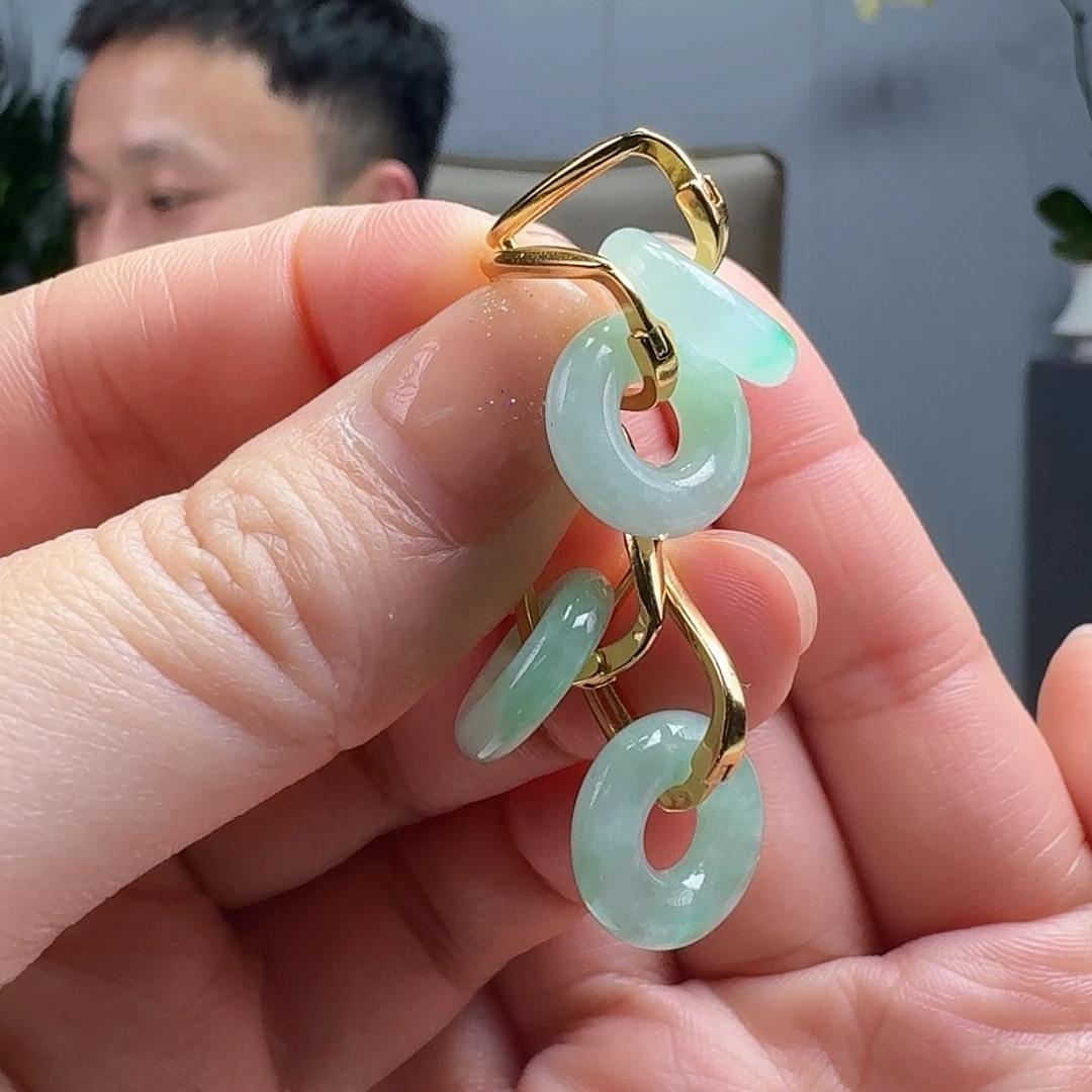 翡翠耳饰银S925镶嵌多样性发货其一